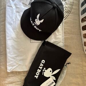 NWT Moschino Couture! Playboy bunny logo GAYBOY Wristlet & Hat